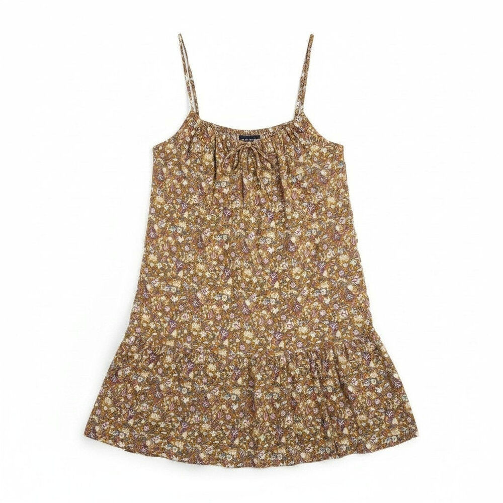 Old Navy Floral Tiered Cami Tank Mini Swing Dress Brown M Petite M Western Boho